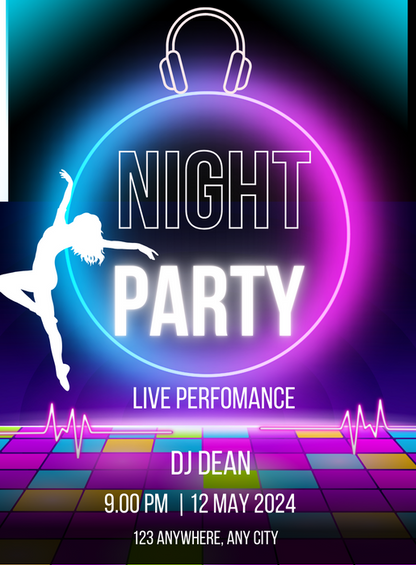Colorful Disco Dance Party Invitation-AADPI023