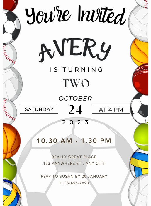 Colorful Football Sports and activities Invitation-King of Cards