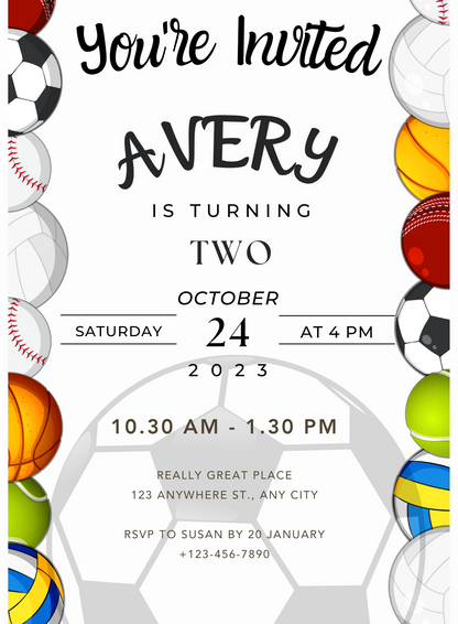 Colorful Football Sports and activities Invitation-AASAA002