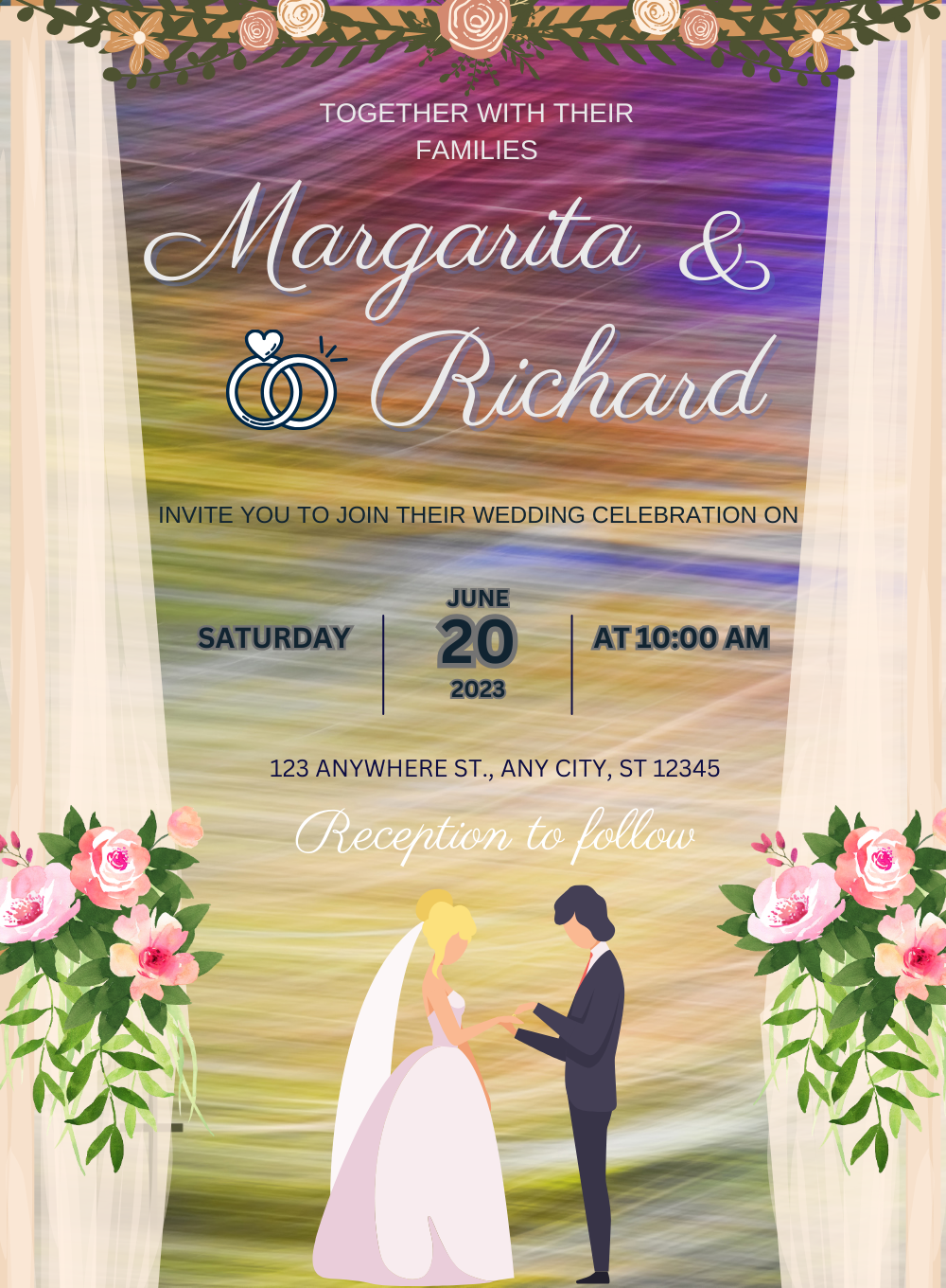 Colorful Lights Christian Wedding Invitations-AACWI042