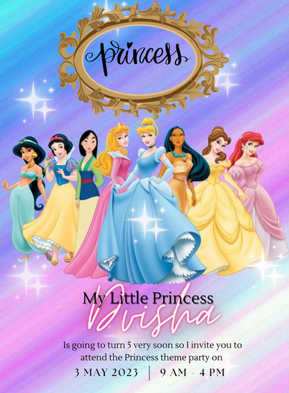 Colorful Shine Princess Invitation-AAPNC004