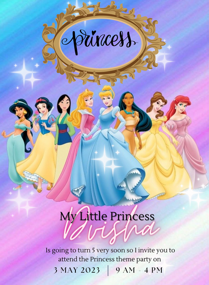 Colorful Shine Princess Invitation-AAPNC004