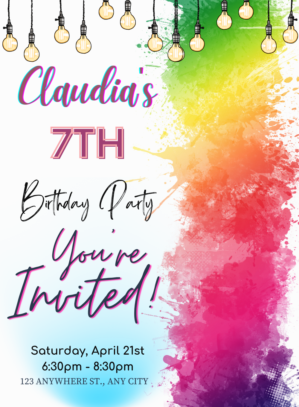 Colorful Splash Rainbow Invitation-AARNB007