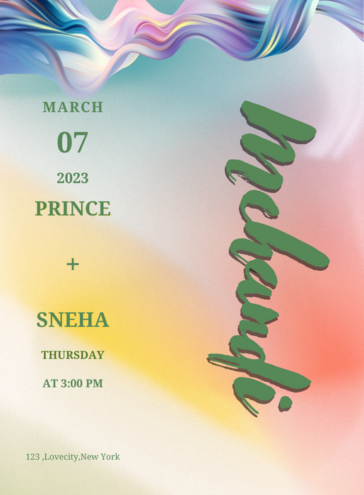 Colorful and Vibrant Mehndi Ceremony Invitation-AAMCI031