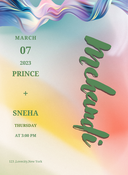 Colorful and Vibrant Mehndi Ceremony Invitation-AAMCI031