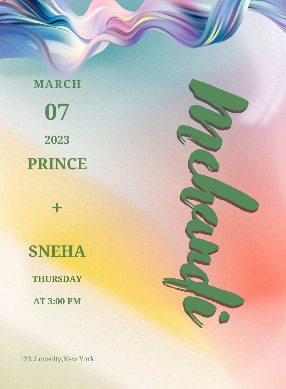 Colorful and Vibrant Mehndi Ceremony Invitation-AAMCI031