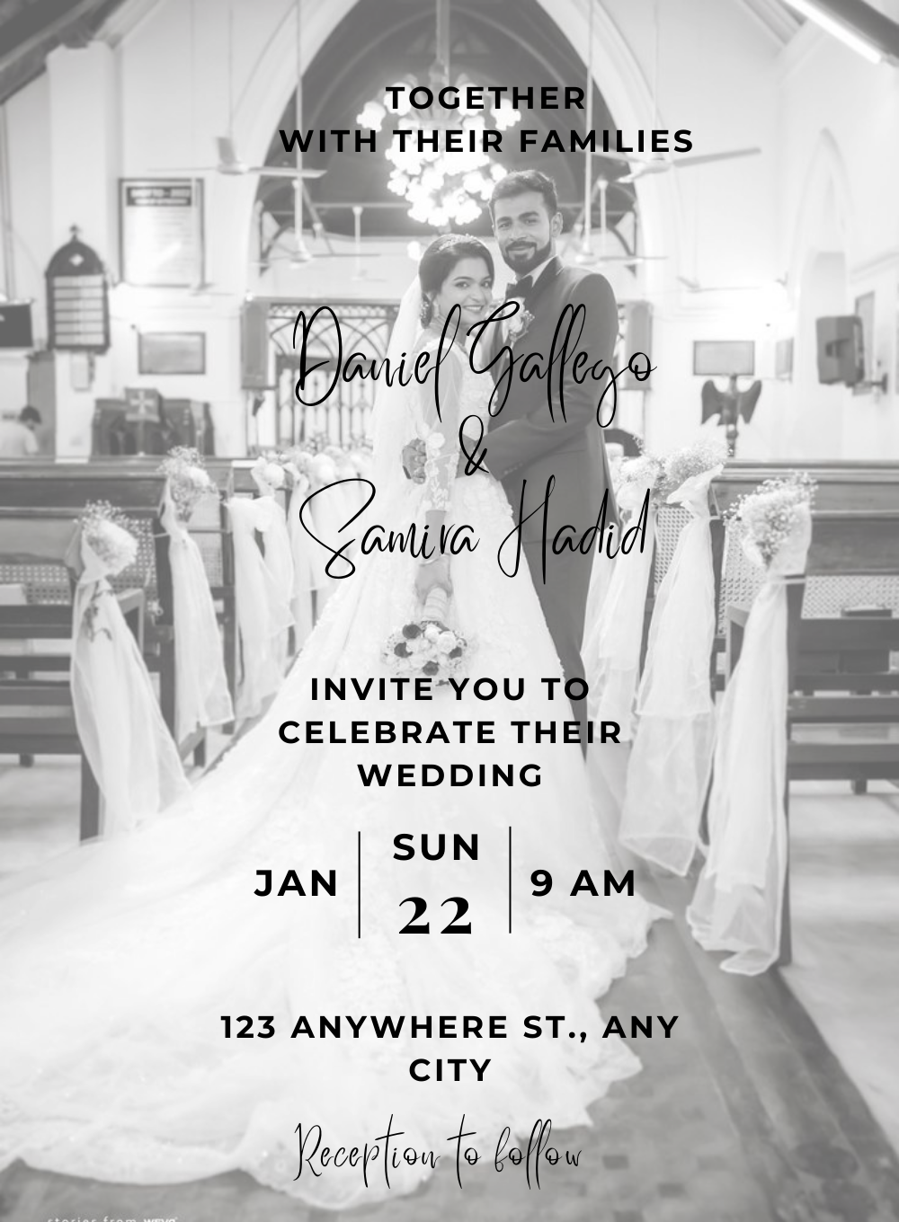 Couple Photo Christian Wedding Invitation-King of Cards