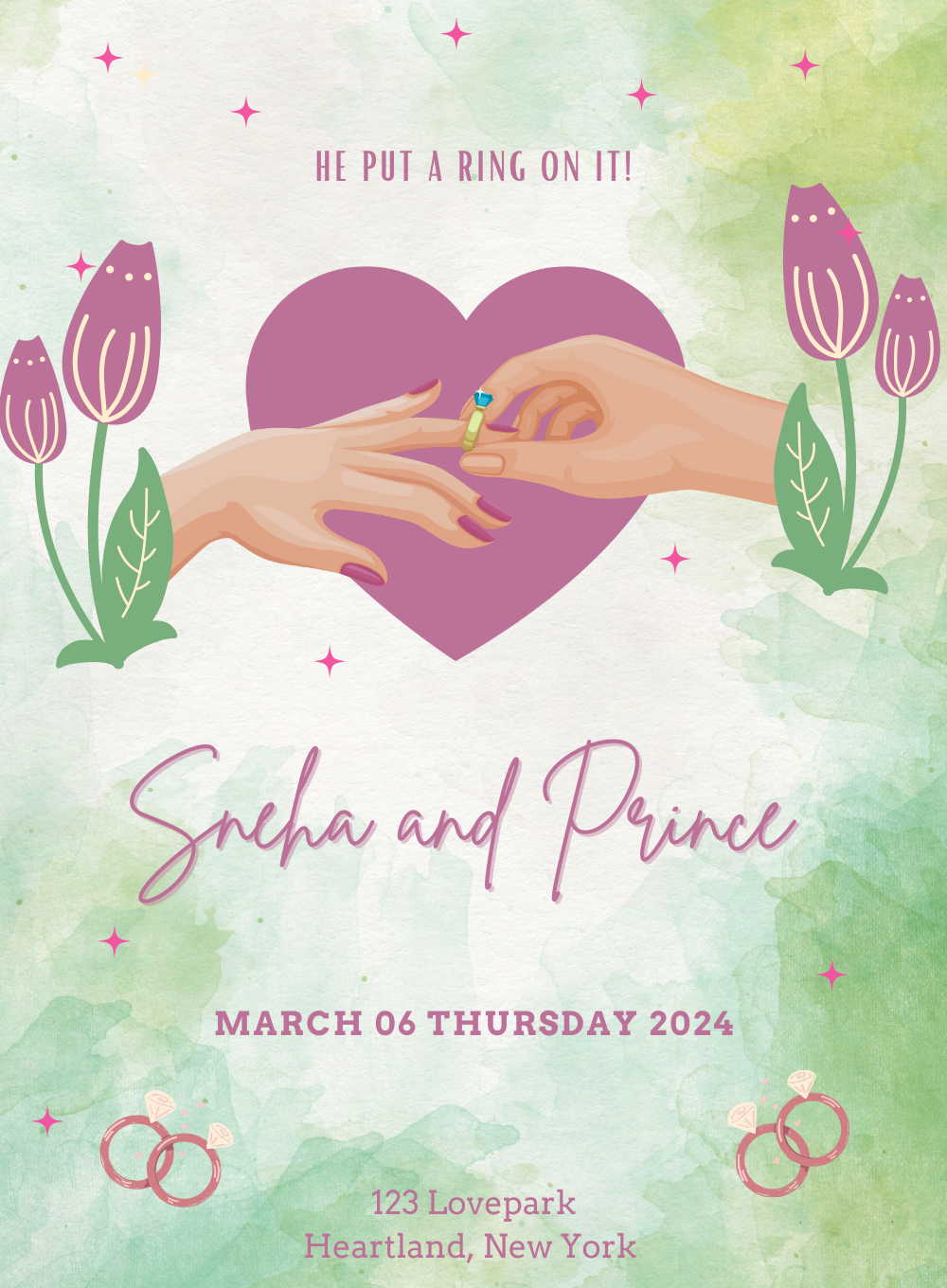Couple Rings Engagement Invitation-AAEGI009