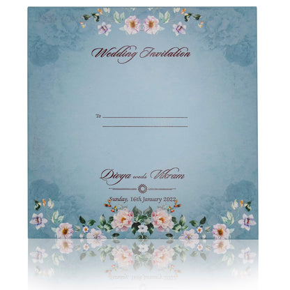 Blue Padded Premium Floral Design In Offset-KNPO5512B