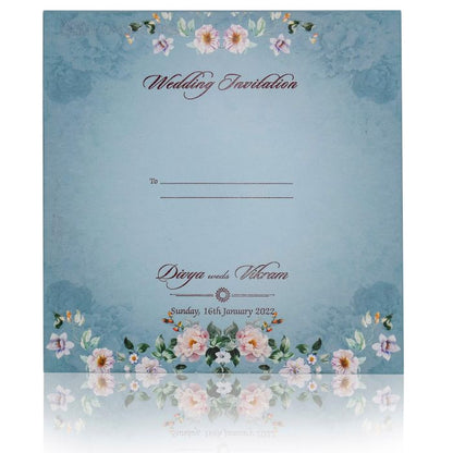 Blue Padded Premium Floral Design In Offset-KNPO5512B-King of Cards