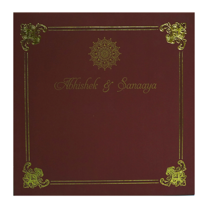 Dark Red Floral Box Wedding Card-King of Cards