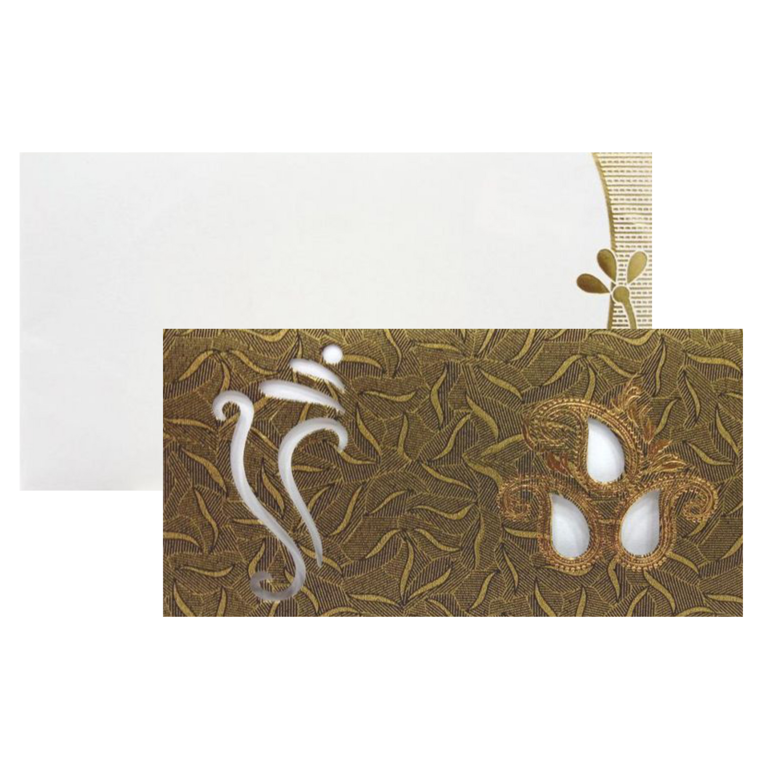 Enchanting Green Shading With Cut Ganesha Personal Wedding Card - KNHM805G