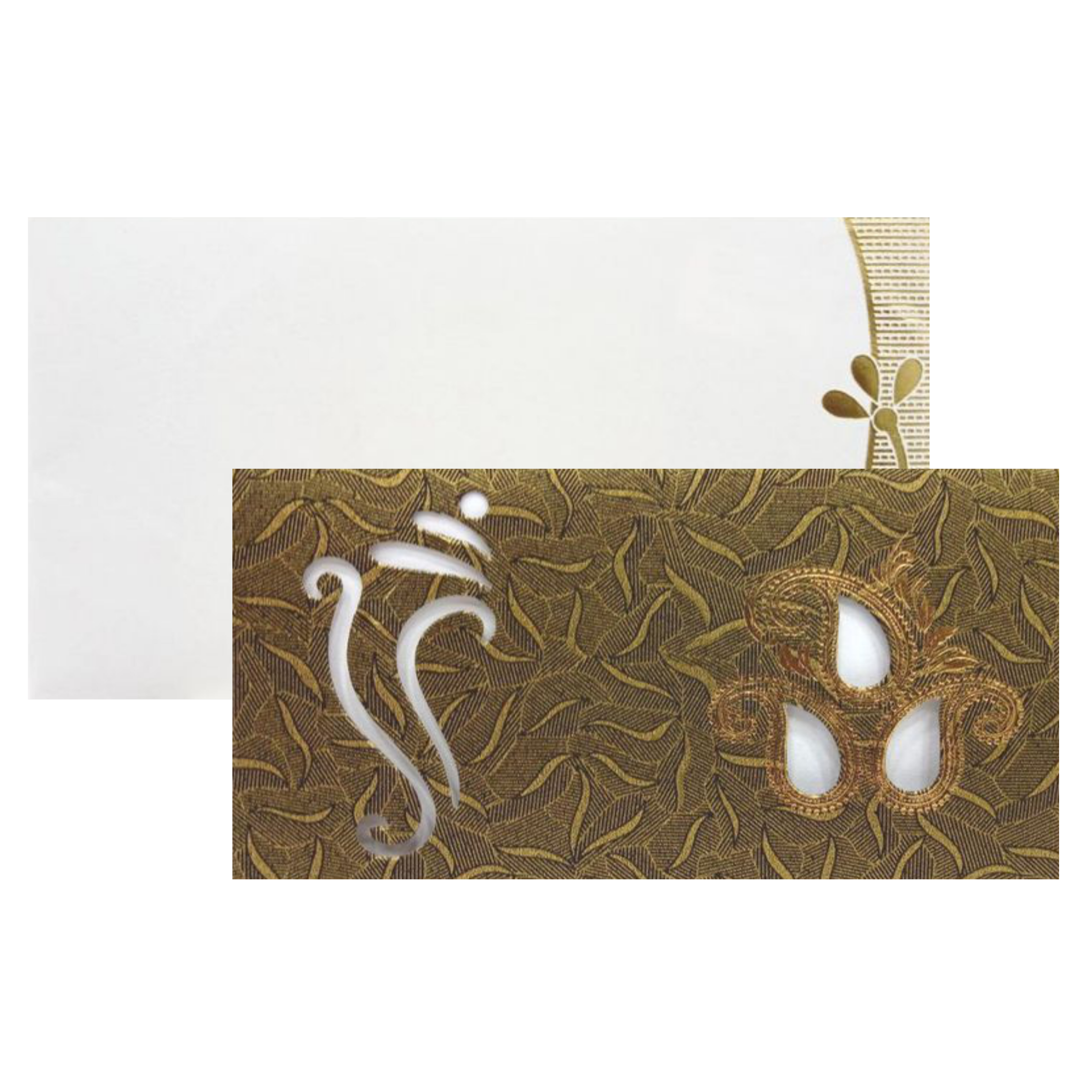 Enchanting Green Shading With Cut Ganesha Personal Wedding Card - KNHM805G