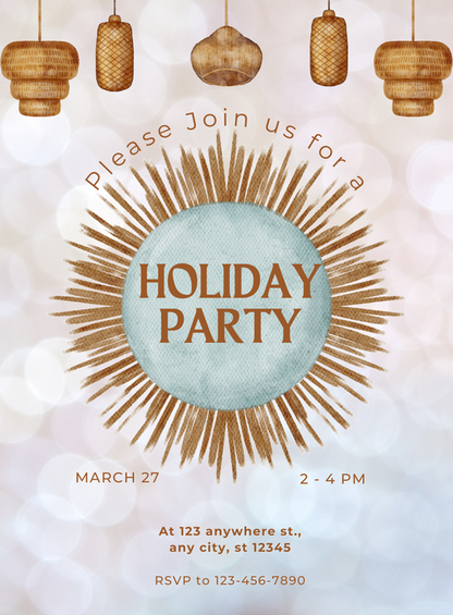 Cream Wooden holiday party Invitation-AAHOP004