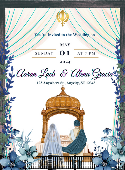 Crimson Celebration Punjabi Wedding Invitations-AAPUN019