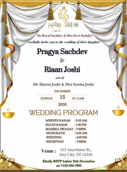 Crimson Elegance Lagna Patrika Invitations-King of Cards