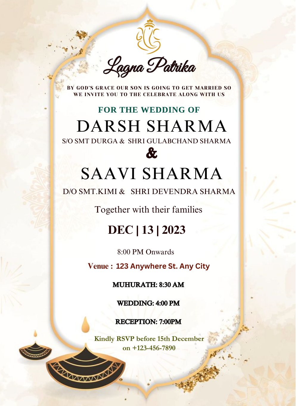 Crimson and Cream Lagna Patrika Invitations-AALPI007