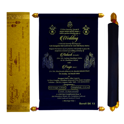 Dark Navy Blue Velvet Scroll Card-King of Cards
