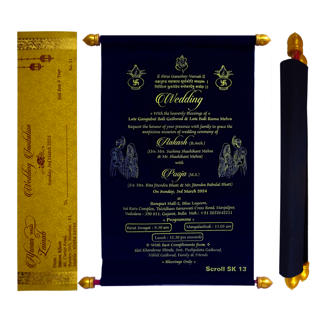 Dark Navy Blue Velvet Scroll Card-King of Cards