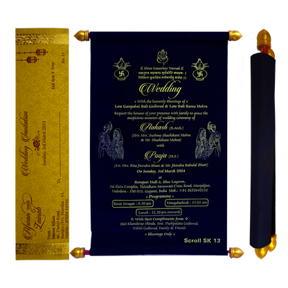 Dark Navy Blue Velvet Scroll Card-King of Cards