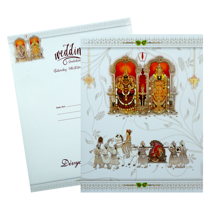 White Jumbo Balaji Padmavathi With Dohli Baraat Fictional Print-KNK4331-King of Cards