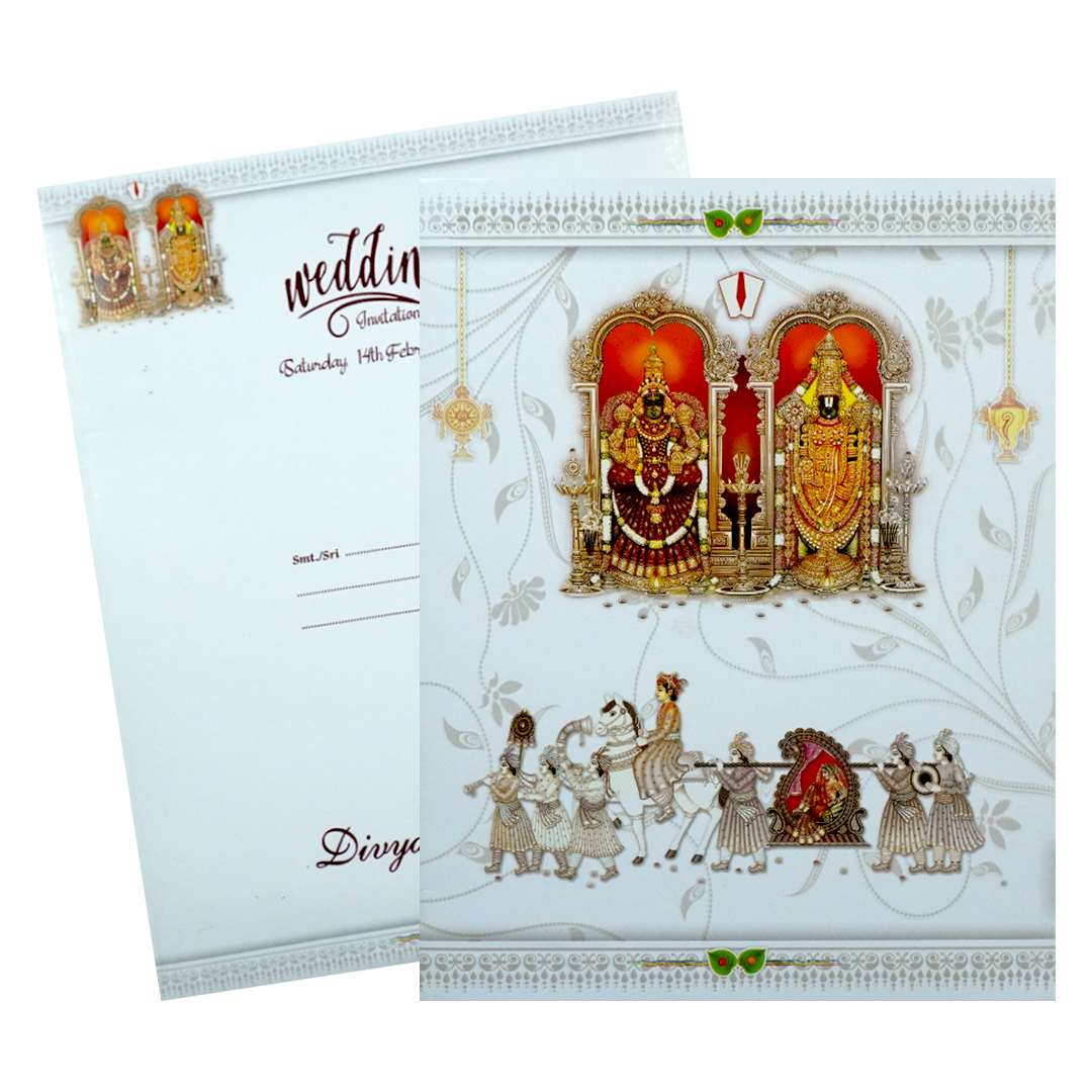 White Jumbo Balaji Padmavathi With Dohli Baraat Fictional Print-KNK4331