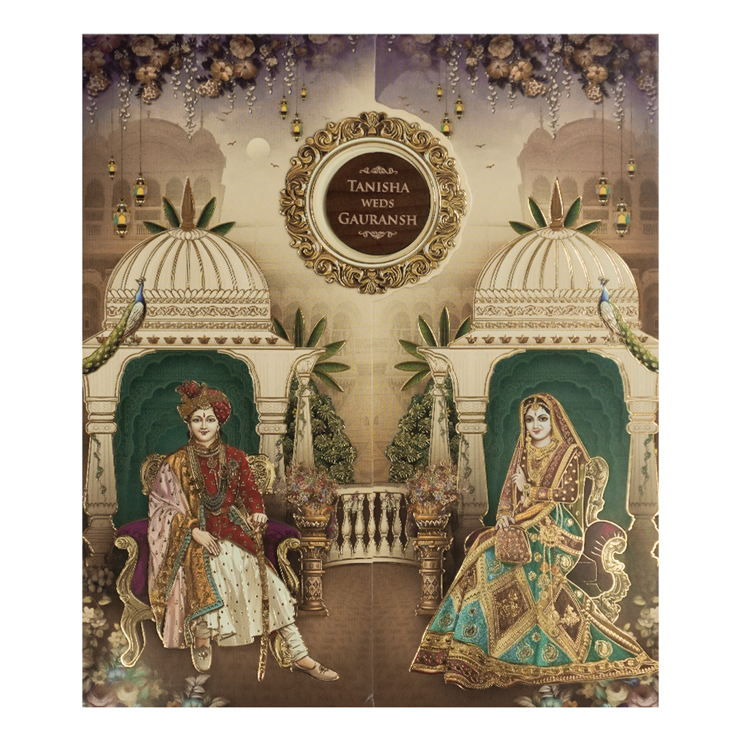 Cream Royal Couple Wedding Card-KSH73030