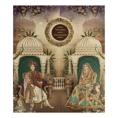 Cream Royal Couple Wedding Card-KSH73030