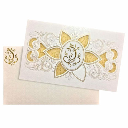 Gold Wolly Flower Ganesha Invitation Card-King of Cards