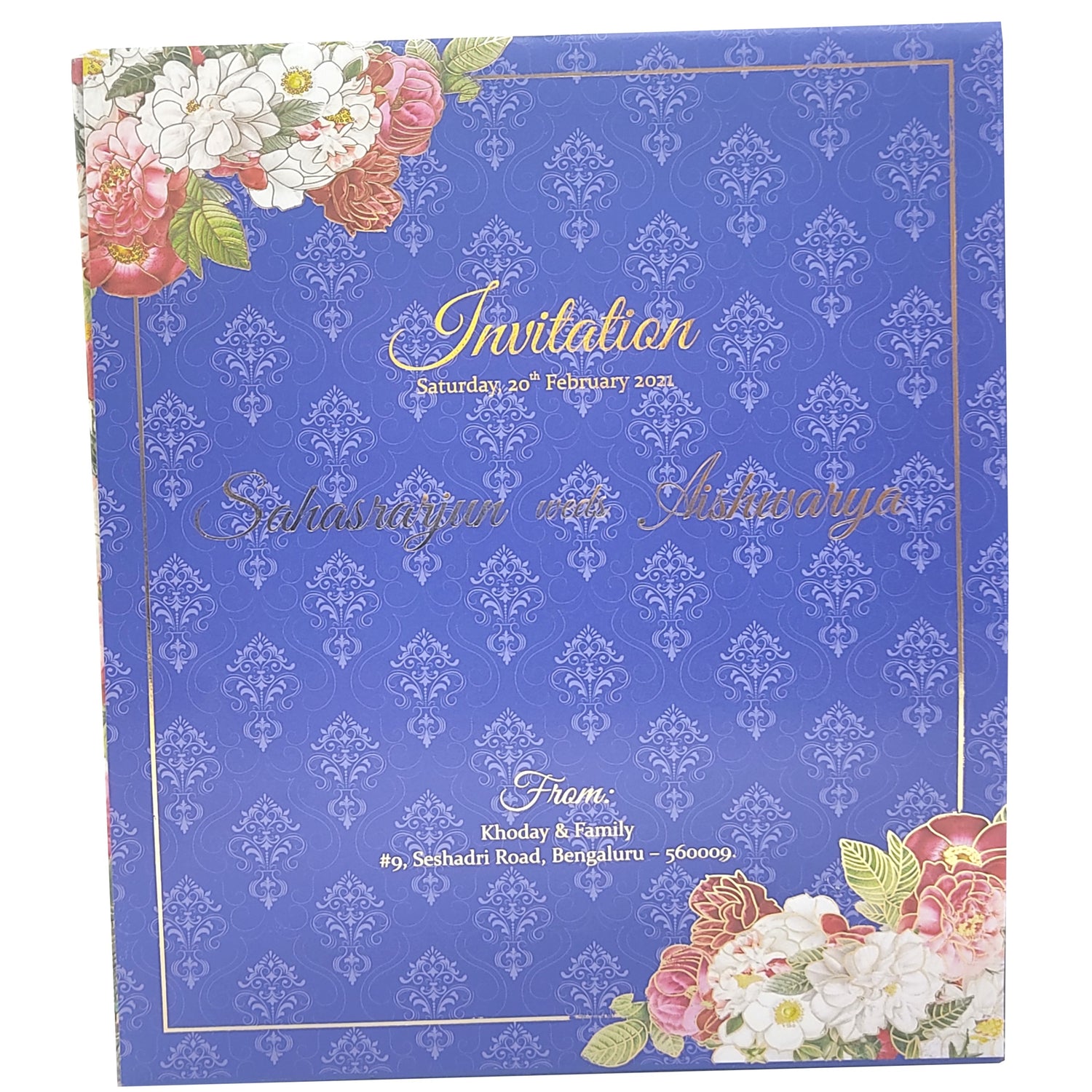 Blue Ultra Premium Floral Peacock Design With Sweet Bowls-KNKUP041