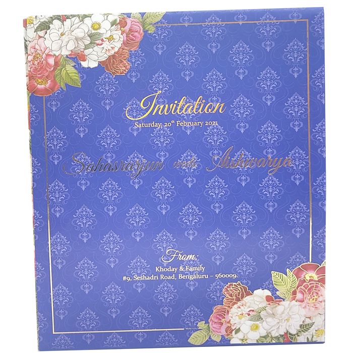 Blue Ultra Premium Floral Peacock Design With Sweet Bowls-KNKUP041-King of Cards