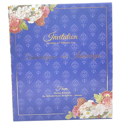 Blue Ultra Premium Floral Peacock Design With Sweet Bowls-KNKUP041-King of Cards