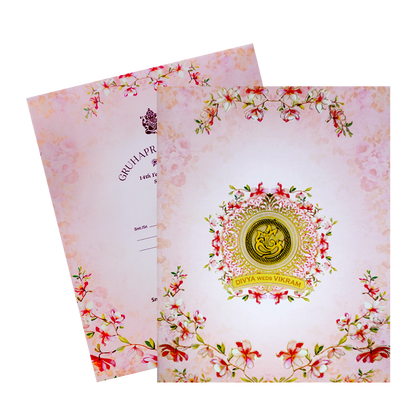 Pink Floral Design Nameplate Wedding Invitation - KNKJ1103-King of Cards