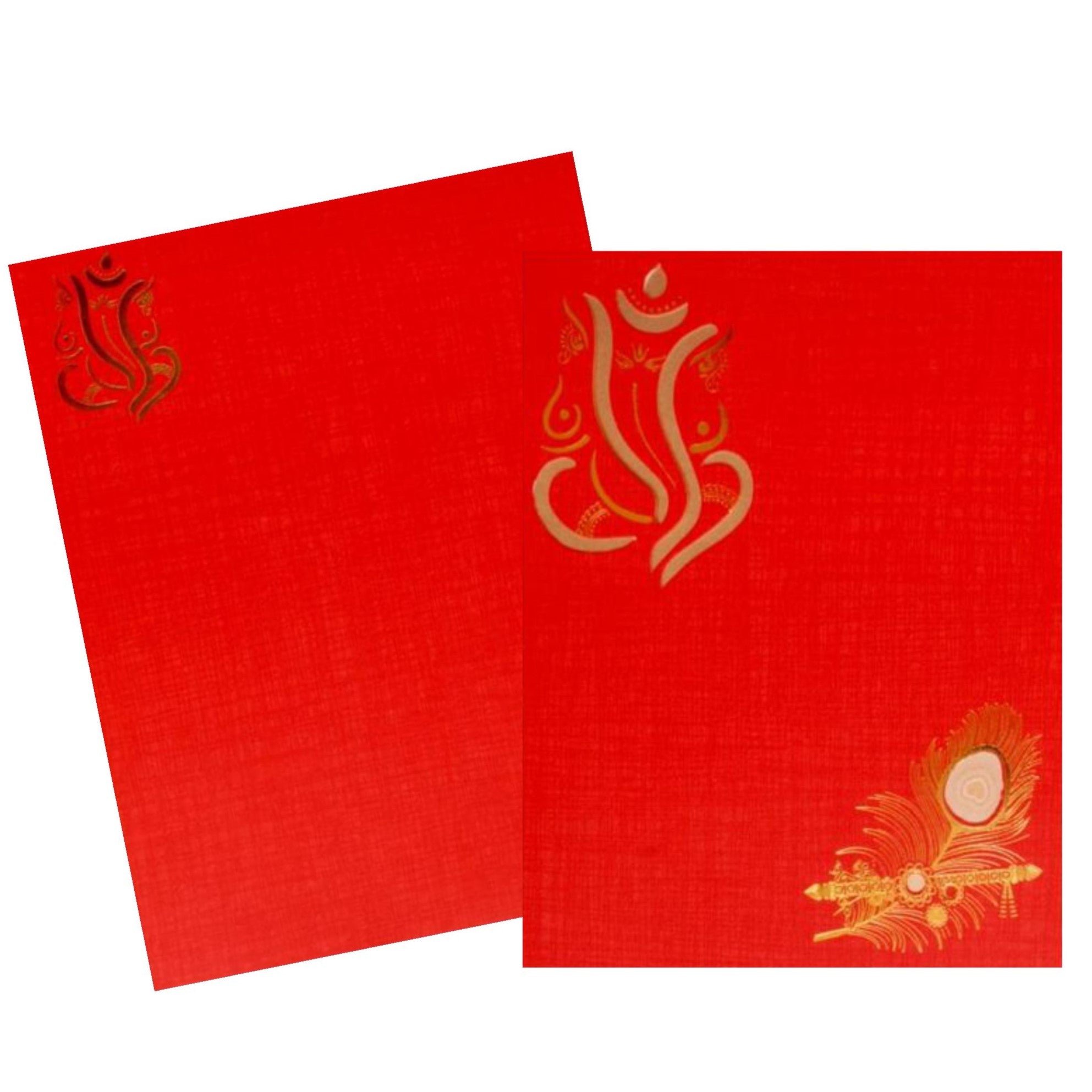 Red Peacock Design With Die Cut Ganesha-KNK50081