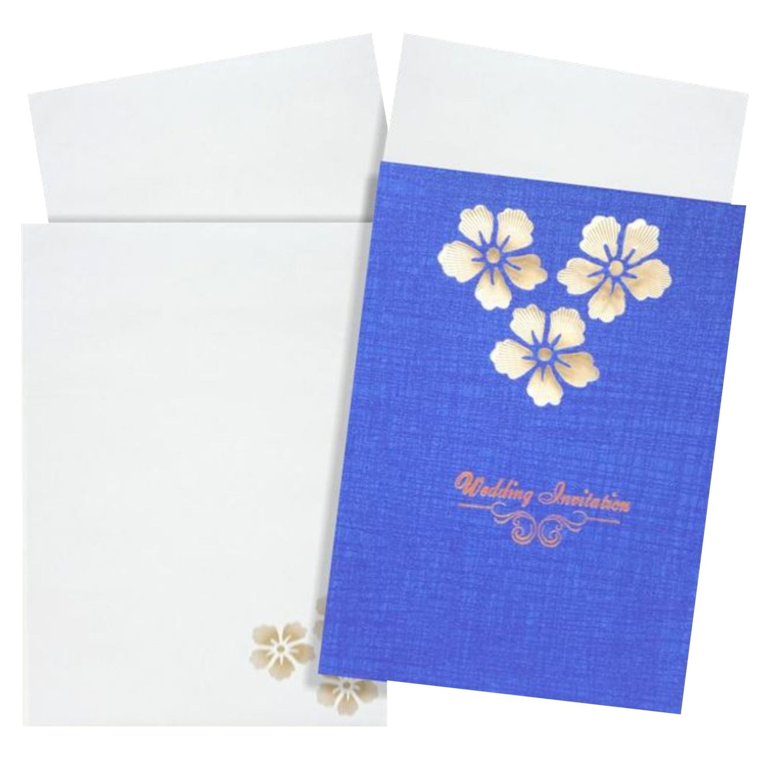 Blue die cut Floral Invitation Card With Stylish Font Message-KNCPC425-King of Cards