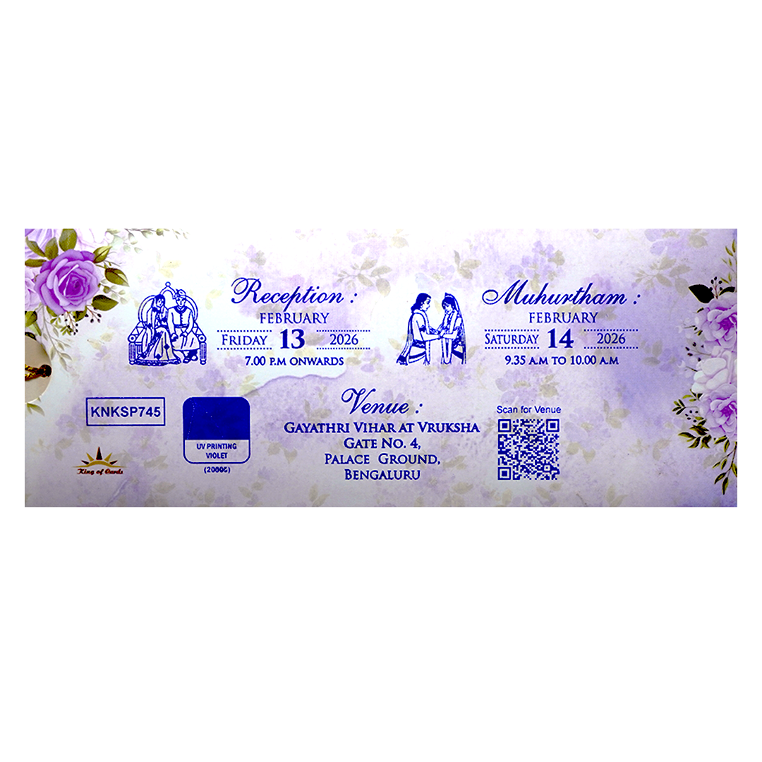 Lavender Floral Bride Groom Slide Invitation Card-KNKSP745
