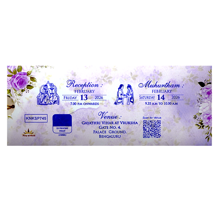 Lavender Floral Bride Groom Slide Invitation Card-King of Cards