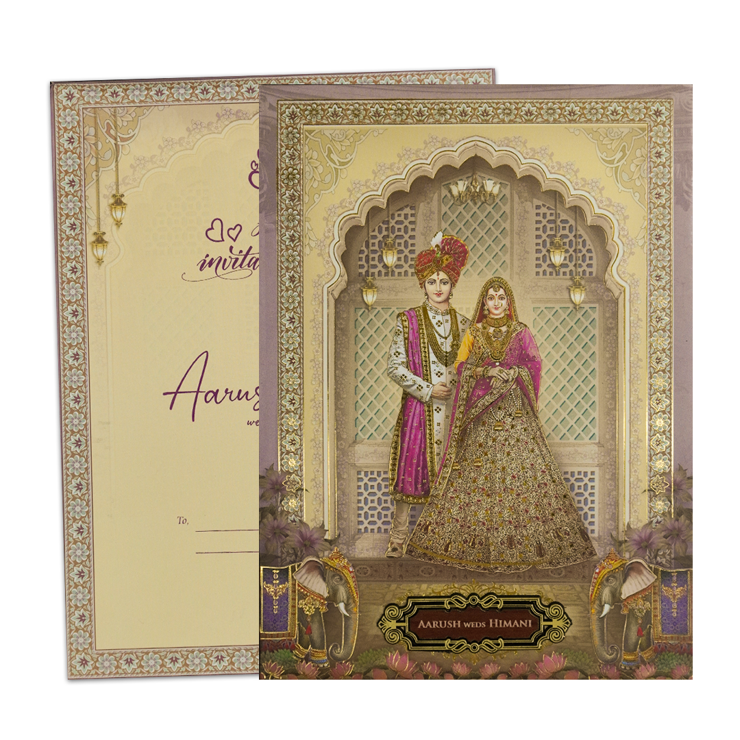 Palace Arch Royal Couple Wedding Card-KSH72380