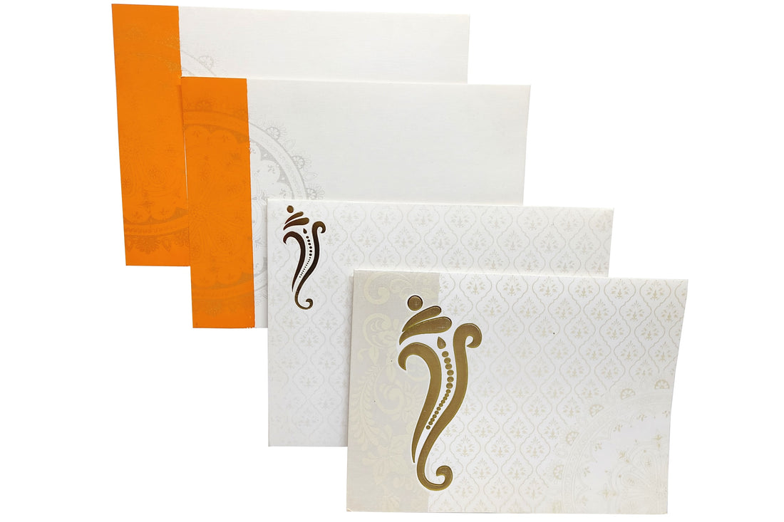 White Ganesha Invitation Card-KNND5540G