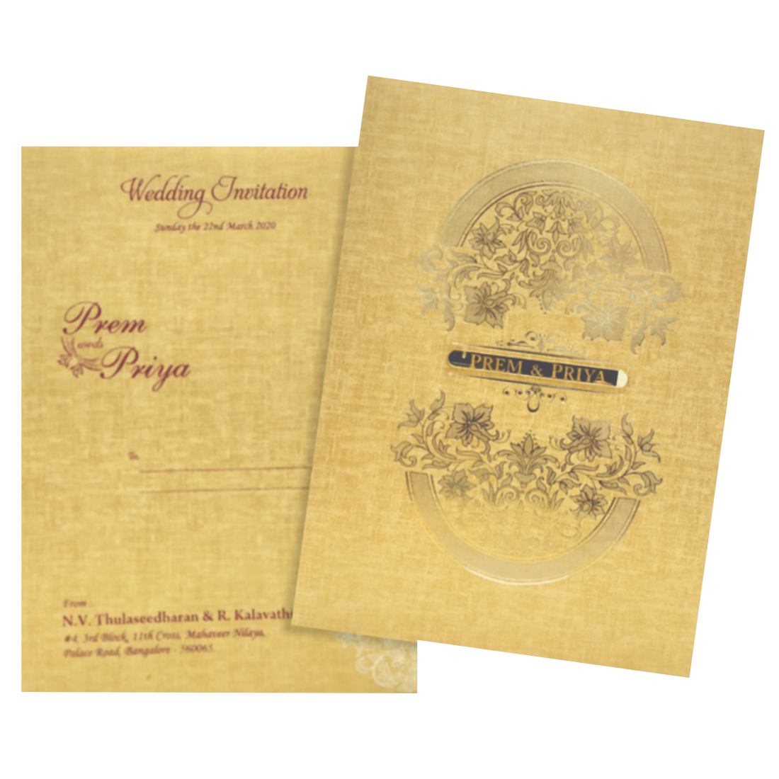 Brown Gold Premium Padded Stiff Board Invitation Card-KNPS9501N