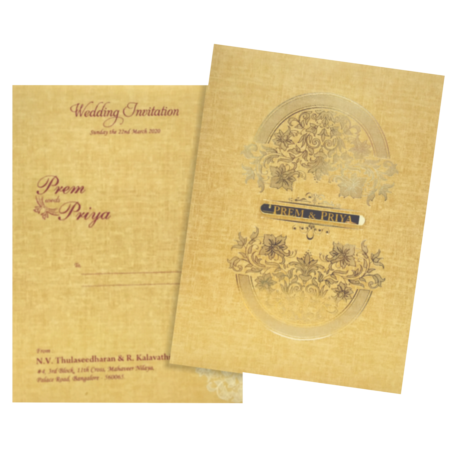 Brown Gold Premium Padded Stiff Board Invitation Card-KNPS9501N