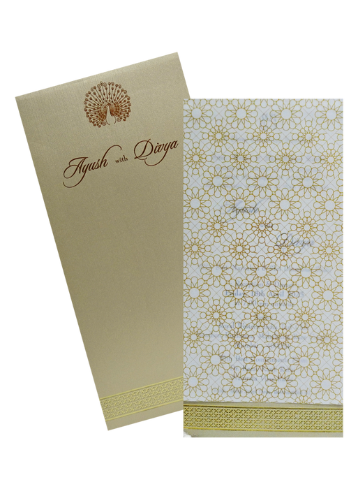 Beige Single Tracing Invitation Card-King of Cards