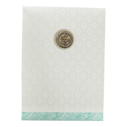 White Pastel Blue Ganesha Temple Wedding Card-KNA2401B