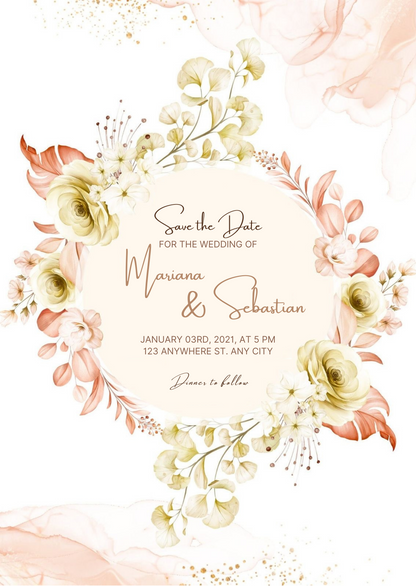 Pink Frame Christian Wedding Invitation-AACWI001
