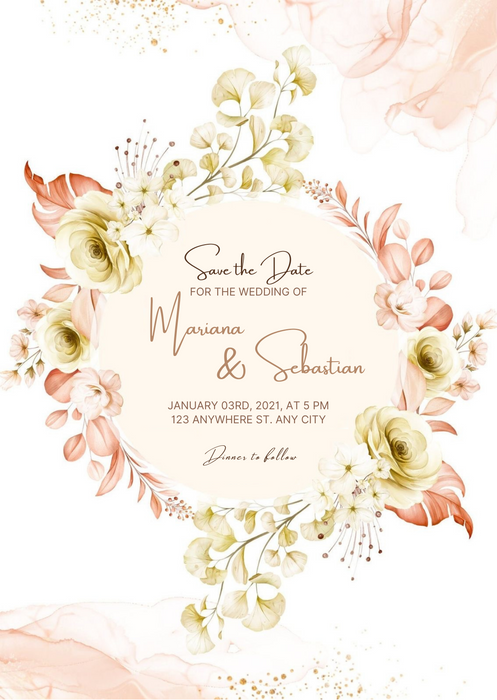 Pink Frame Christian Wedding Invitation-AACWI001