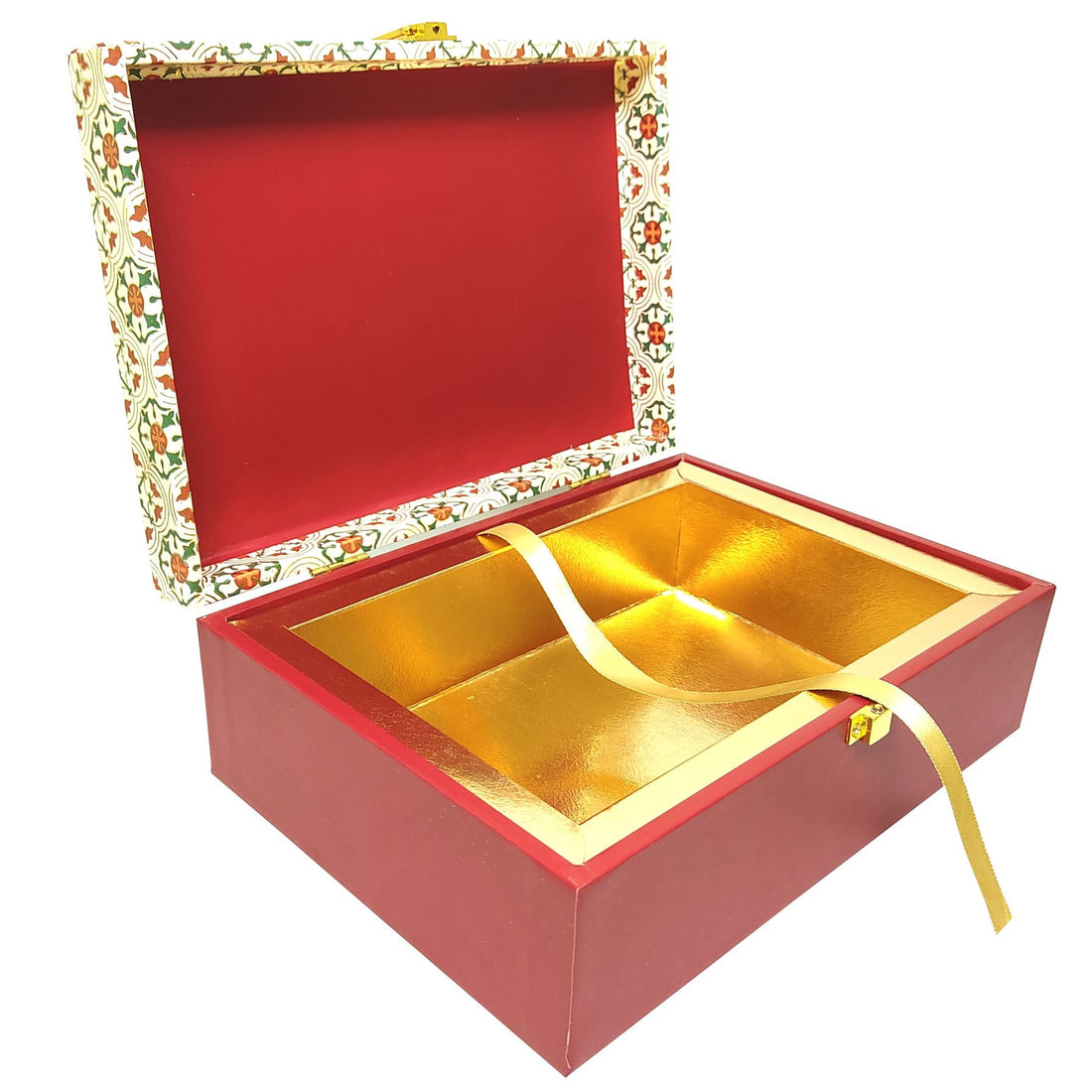 Red Floral Modern Box Invitation-KBX0305