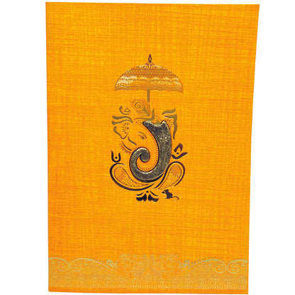 Orange Metallic Embossed Ganesha Trunk Invitation-KNCA202O
