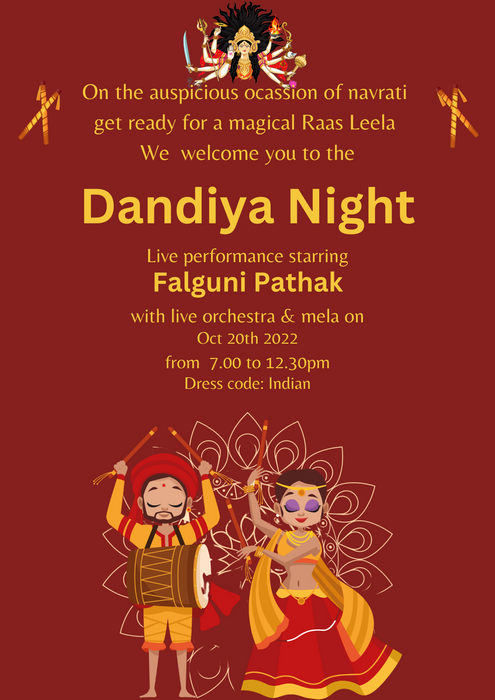 Maroon Dazzling Dandiya Night Invitation-King of Cards