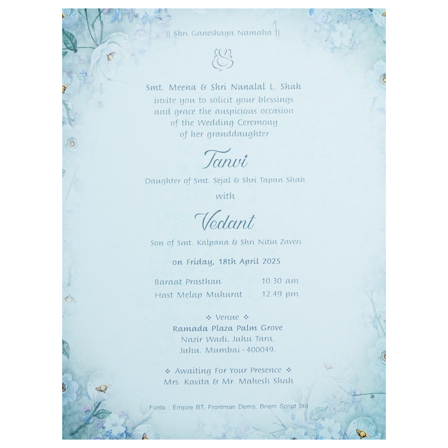 Soft Green Single Sheet Invitation-KRCS7490