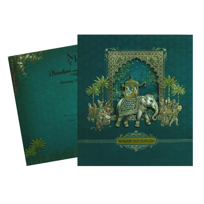 Dark Green MDF Wedding Card-King of Cards